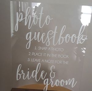 Photo Guestbook and Favors Signs Table Decor